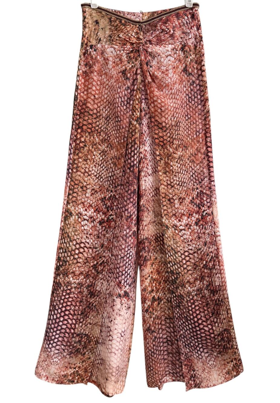 Silvia Tcherassi Wide Leg Pants Cupro Animal Print Resortwear Luxury S